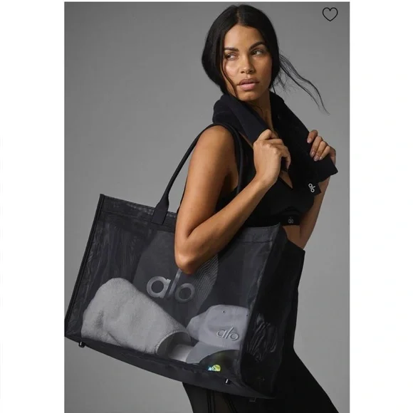ALO Yoga Black Sheer Mesh Tote - Picture 2 of 9